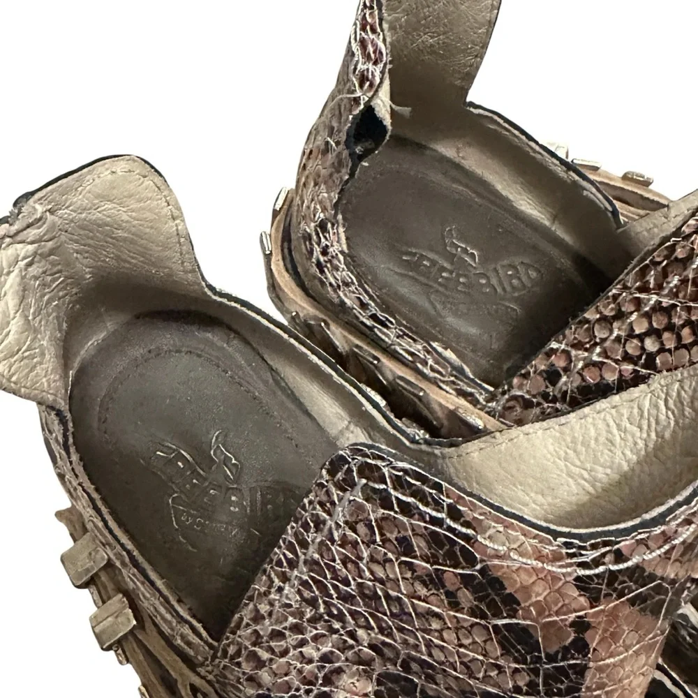 FREEBIRD by Steven Pink Blade Croc Embossed Studded Block Heel Ankle Bootie - Picture 11 of 12